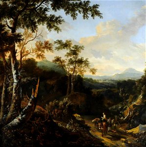 Frederick de Moucheron (1633-1686) - A Wooded Landscape with Peasants and Donkeys on a Path - 959466 - National Trust