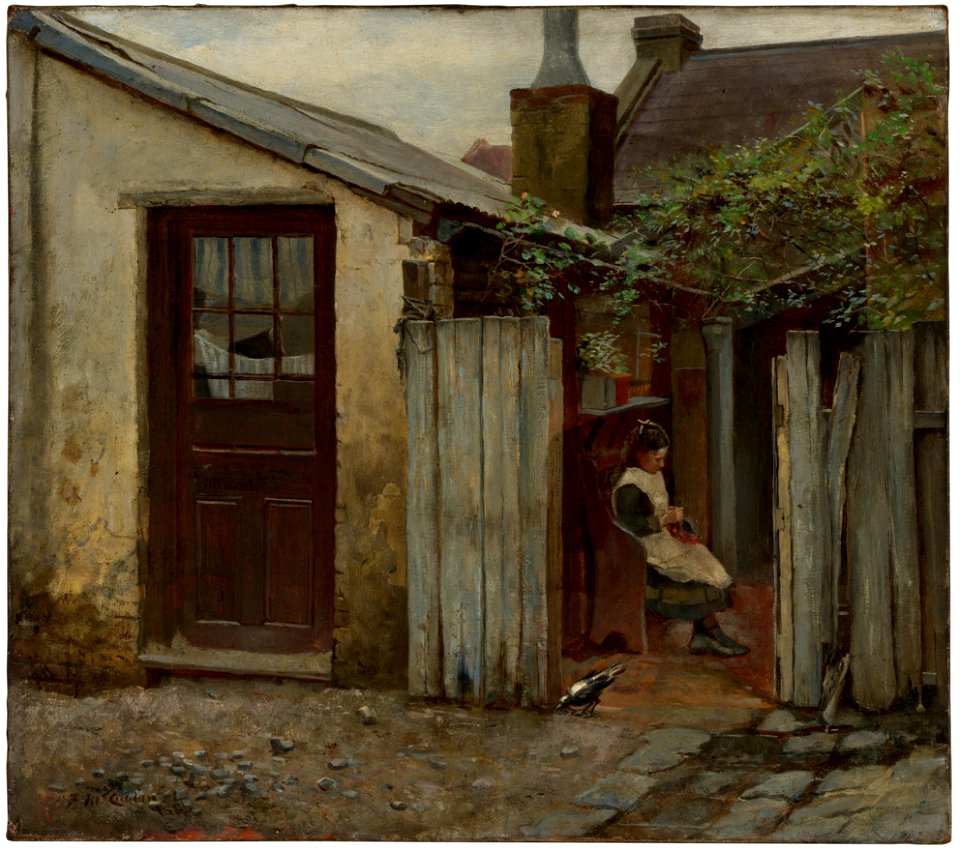 Frederick McCubbin - Girl with bird at the King Street bakery - Google Art Project