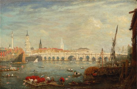 Frederick Nash - The Monument and London Bridge - Google Art Project