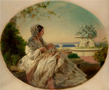 Frederick Richard Say (1805-60) - Queen Victoria (1819-1901) with Prince Arthur (1850-1942) - RCIN 403662 - Royal Collection