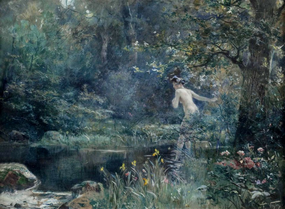Frederick Vezin Badenixe im Waldbach
