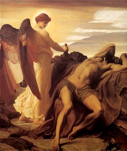Frederick Leighton- Elijah in the Wilderness. Free illustration for personal and commercial use.