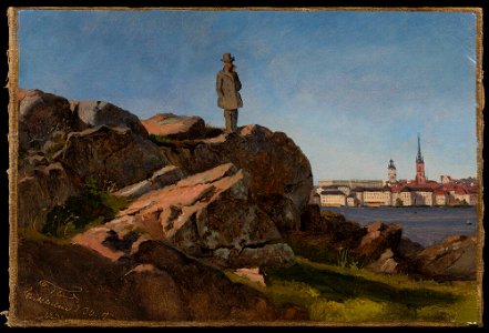 Frederik Christian Lund - Peter Christian Skovgaard on a Rock on Kungsholmen, Stockholm - NM 7464 - Nationalmuseum