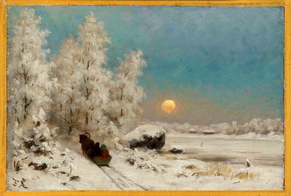 Fredrik Ahlstedt - Winter Night, Moon Rising - A II 1541 - Finnish National Gallery