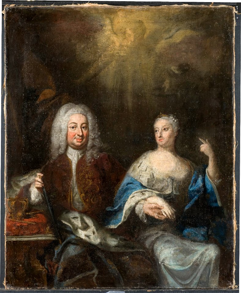 Fredrik I, 1676, 1751, och Ulrika Eleonora d.y., 1688, 1741. Konung och Drottning av Sverige - Nationalmuseum - 45536