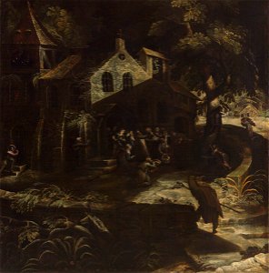 Frederik van Valckenborch - Pilgrims before a Forest Chapel