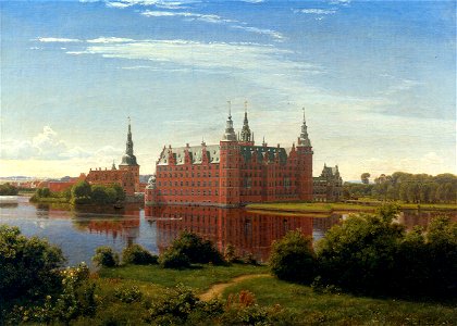 Frederiksborg 1841 by P.C. Skovgaard. Free illustration for personal and commercial use.