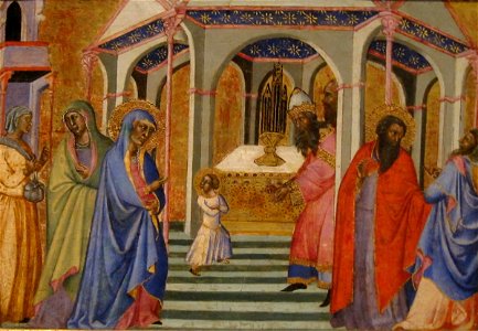 Fredi, Bartolo di - 'Presentation of Mary in the Temple, ca. 1360, Tempra & Gilding on wood, 29 x 43 cm