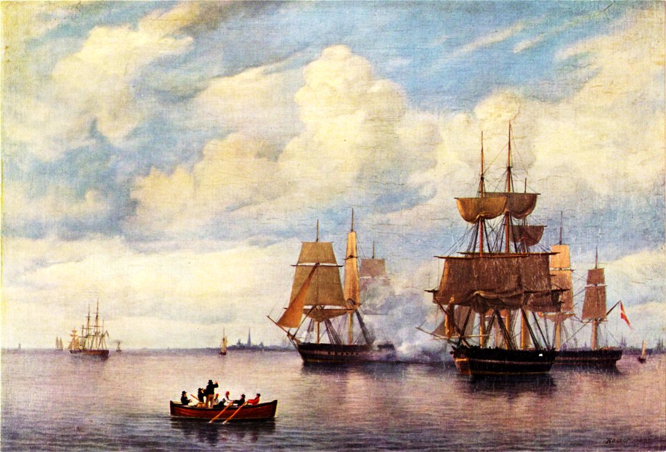 Frederik Theodor Kloss - Den danske eskadre under sejl på Københavns rhed - 1837