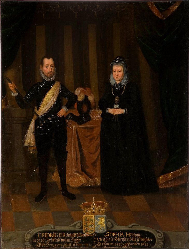 Fredrik II, 1534-1588, konung av Danmark. Sofia, 1557-1631, prinsessa av Mecklenburg - Nationalmuseum - 15292
