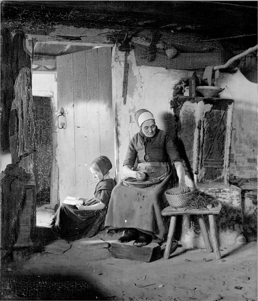 Frederik Vermehren - Domestic Scene in a Poor Peasant's Living-Room - KMS962 - Statens Museum for Kunst