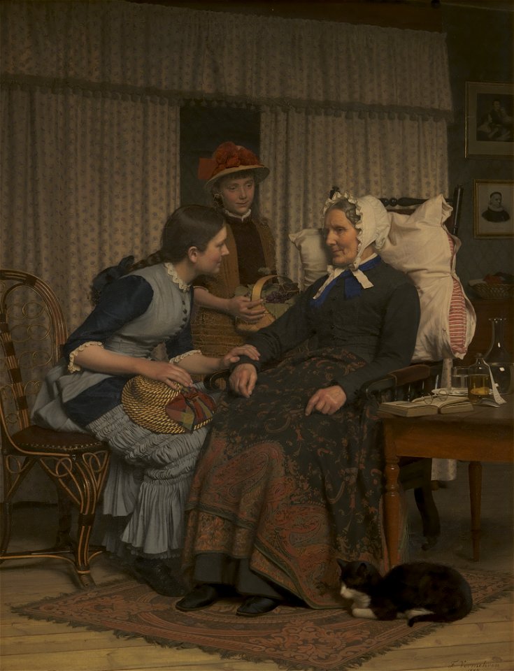 Frederik Vermehren - Sygebesøg hos det gamle tyende - KMS1235 - Statens Museum for Kunst