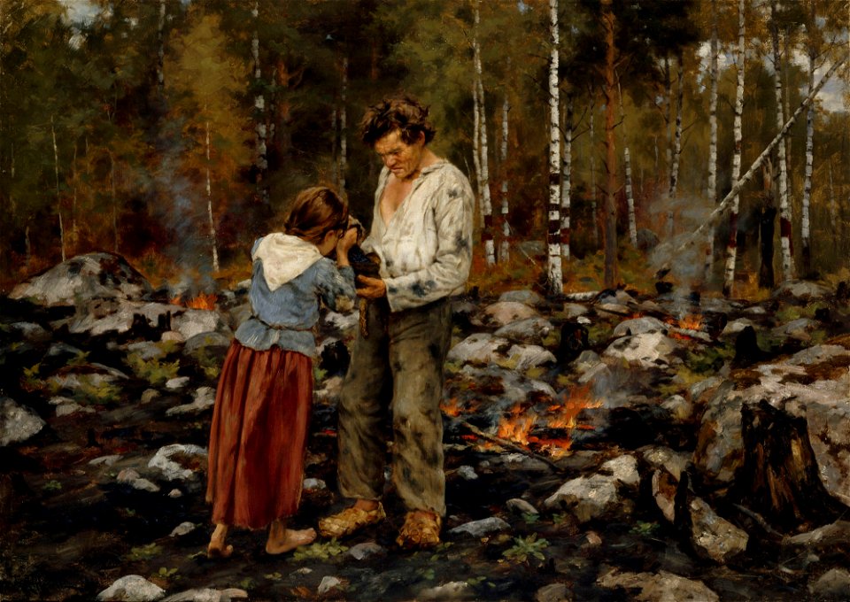 Fredrik Ahlstedt - Matti Burning the Brushwood - A I 723 - Finnish National Gallery