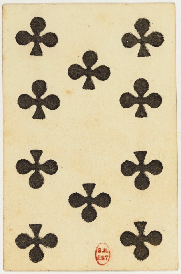 French Portrait card deck - 1827 - 10 of Clubs