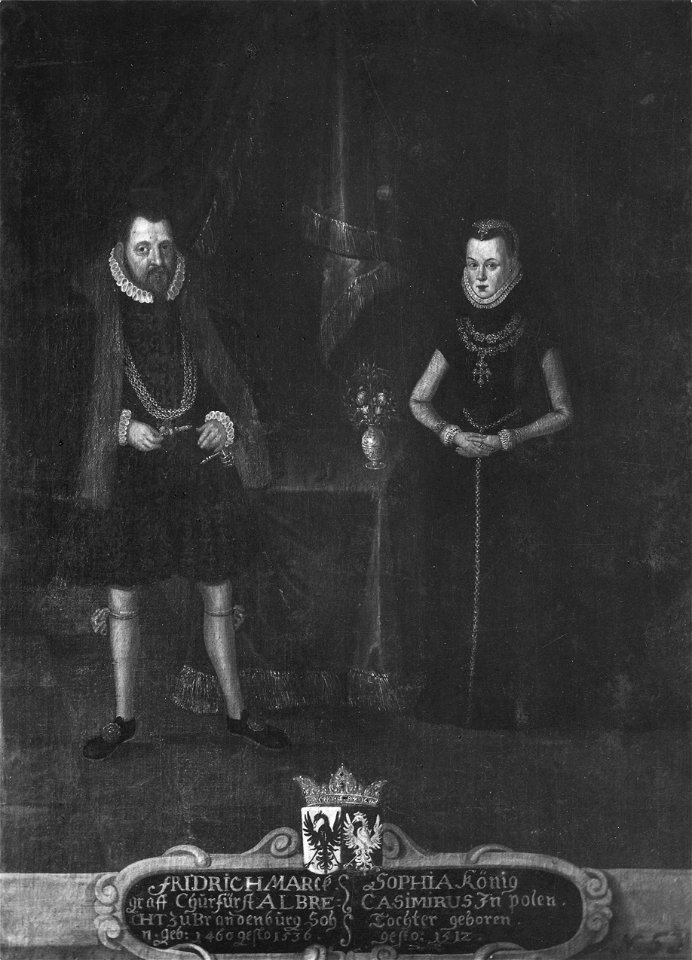 Fredrik d. ä. 1460-1536, markgreve av Brandenburg. Sofia, 1464-1513, Prinsessa av Polen - Nationalmuseum - 15281