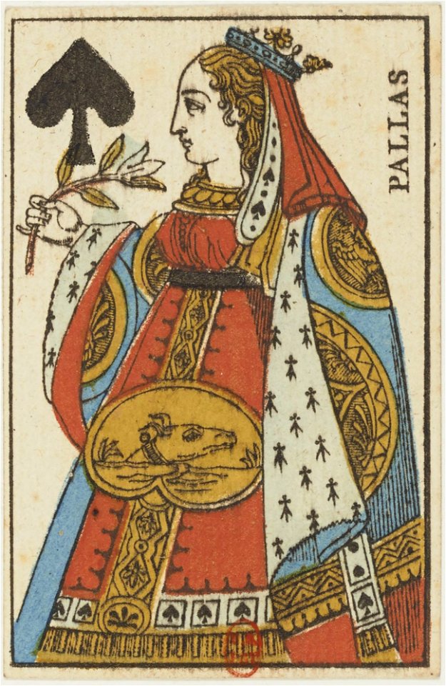 French Portrait card deck - 1813 - Queen of Spades