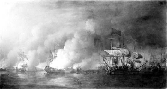 French fireships attacking the English fleet off Quebec, 28 June 1759 RMG 1465