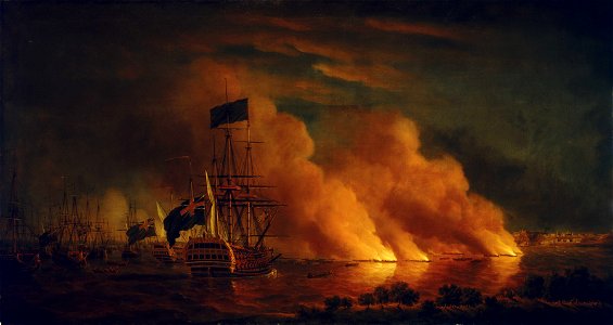 French Firerafts Attacking the British Fleet off Quebec, 28 June 1759 RMG BHC0393