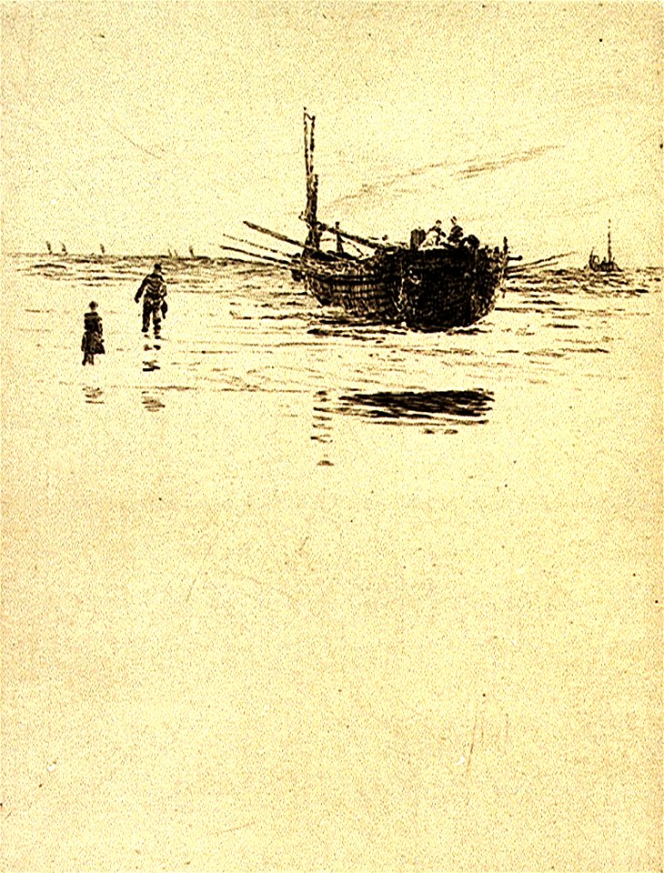 French fishing craft beached on Northern French Coast (after 1880) RMG PU8346