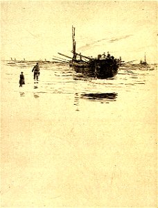 French fishing craft beached on Northern French Coast (after 1880) RMG PU8346