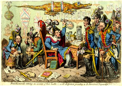 French Generals retiring, on account of their health-with Lepaux presiding in the Directory Dispensary. (BM 1868,0808.12538)