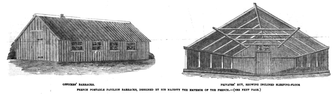 French Portable Pavilion Barrack, designed by Majesty the Emperor of the French - ILN 1855
