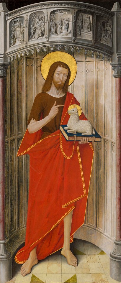 French School - Panels from the High Altar of the Charterhouse of Saint-Honoré, Thuison-les-Abbeville, Saint John the Baptist - 1933.1055 - Art Institute of Chicago