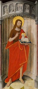 French School - Panels from the High Altar of the Charterhouse of Saint-Honoré, Thuison-les-Abbeville, Saint John the Baptist - 1933.1055 - Art Institute of Chicago