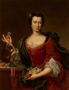 French School - Portrait of an Unknown French Lady Holding Flowers and a Red Squirrel - 266924 - National Trust