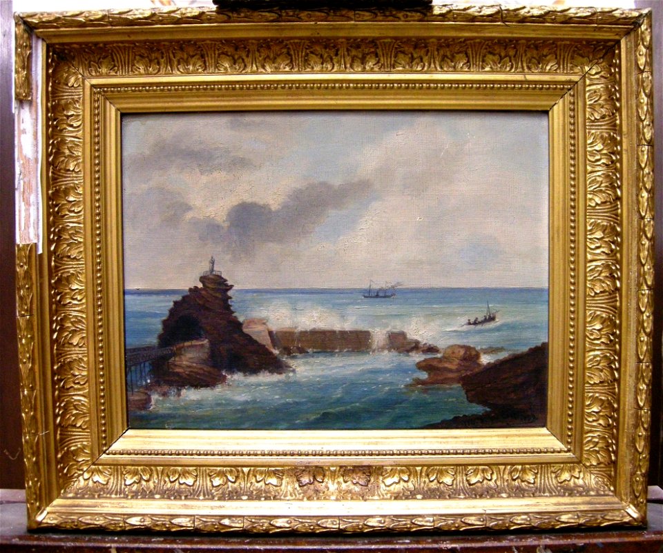 French School, 19th century - Biarritz, Mouth of la Vierge and the Sea - RCIN 401463 - Royal Collection