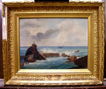 French School, 19th century - Biarritz, Mouth of la Vierge and the Sea - RCIN 401463 - Royal Collection