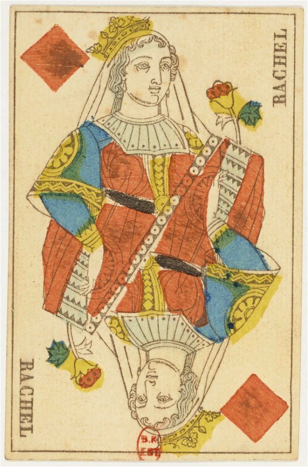French Portrait card deck - 1827 - Queen of Diamonds