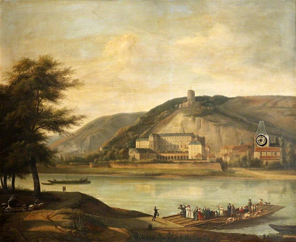 French School - Clock-Painting of La Roche-Guyon, with a Ferry on the River Seine - 851850 - National Trust
