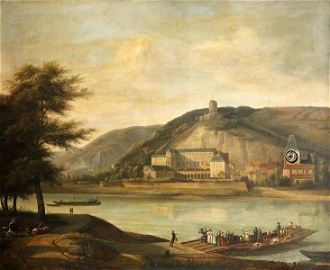 French School - Clock-Painting of La Roche-Guyon, with a Ferry on the River Seine - 851850 - National Trust