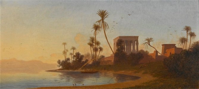 'Temple of Philae' by Charles-Théodore Frère. Free illustration for personal and commercial use.
