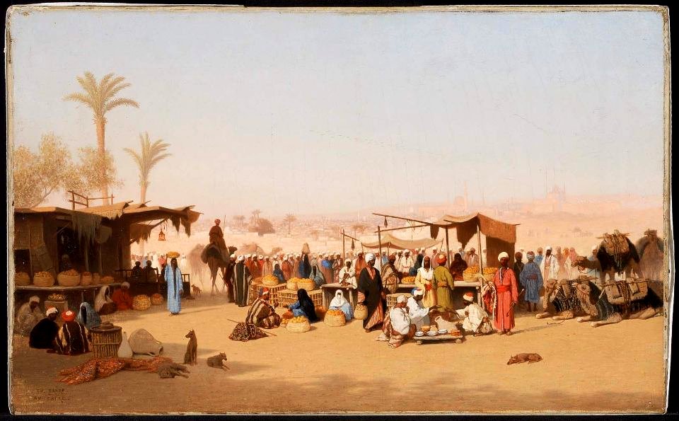 Theodore Frere Scene in Cairo. Free illustration for personal and commercial use.