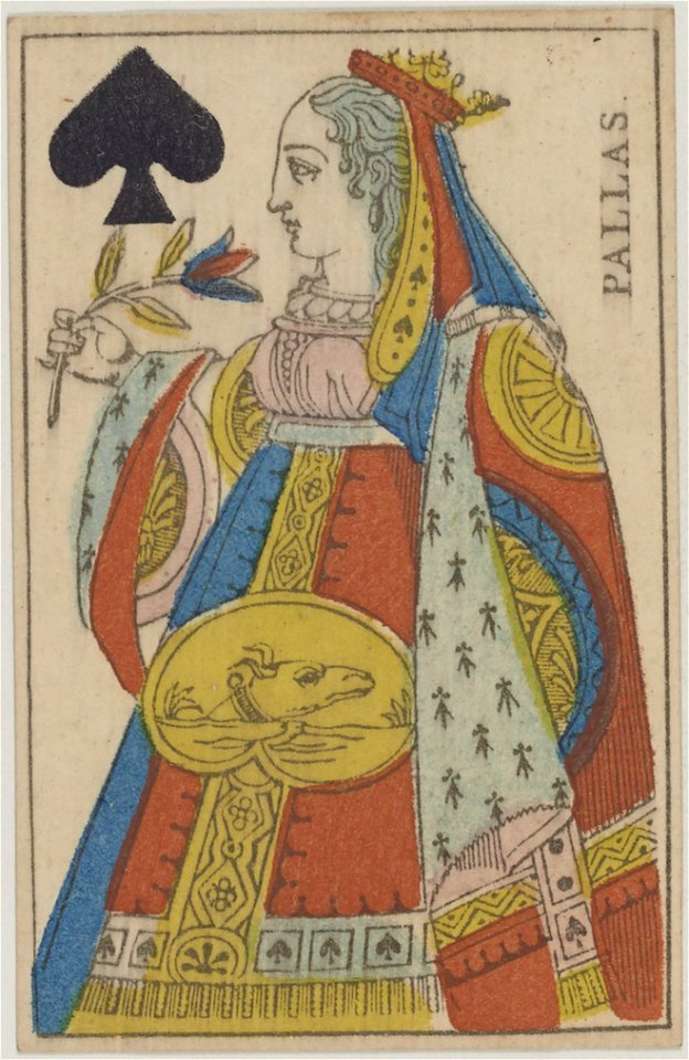 French Portrait card deck - 1816 - Queen of Spades