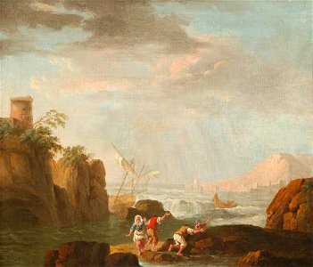 French School - Peasants on a Rocky Shore with a Shipwreck in the Background* - 1548298 - National Trust