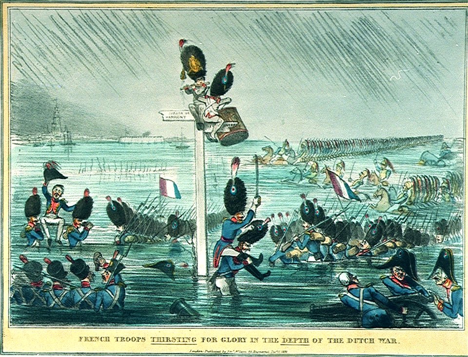 French troops Thirsting for Glory in the Depth of the Dutch War. (caricature) RMG PU4794