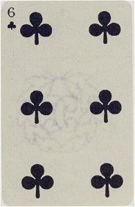 French Portrait card deck - 1850 - 6 of Clubs
