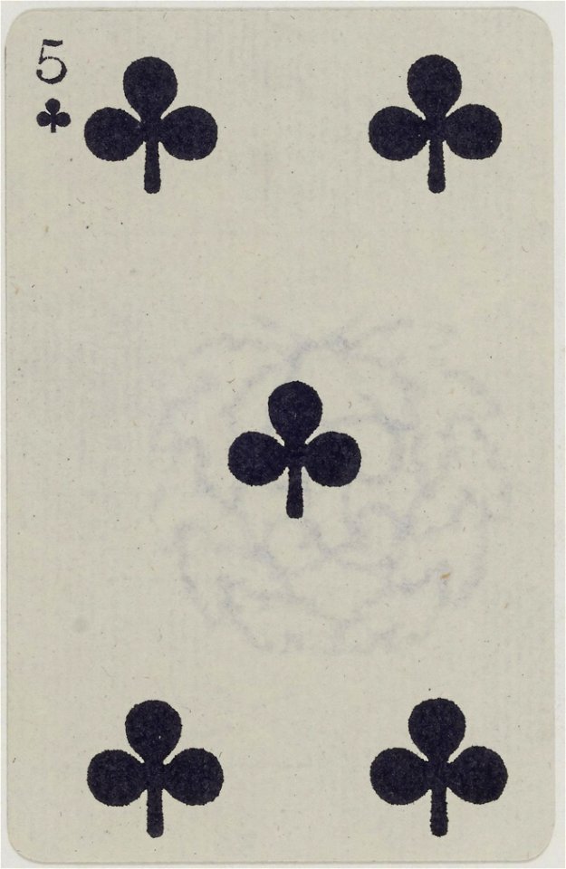 French Portrait Card Deck - 1850 - 5 Of Clubs 