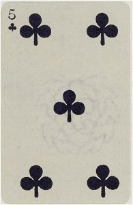 French Portrait card deck - 1850 - 5 of Clubs