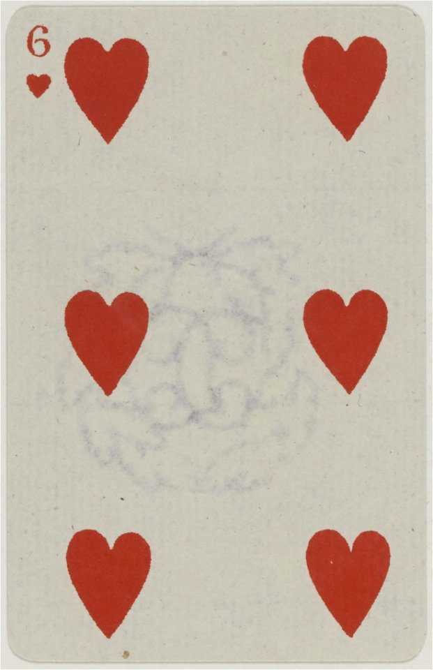 French Portrait card deck - 1850 - 6 of Hearts