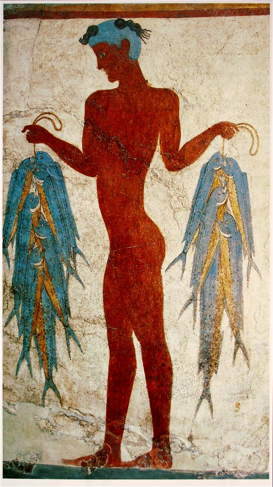 Fresco of a fisherman, Akrotiri, Greece