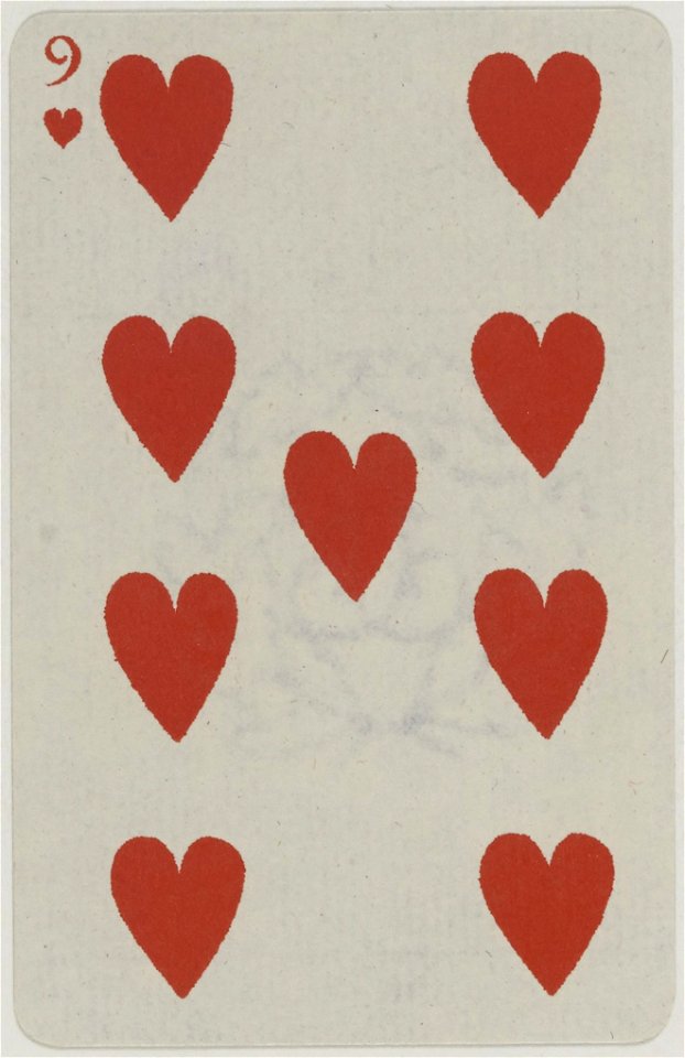 French Portrait card deck - 1850 - 9 of Hearts