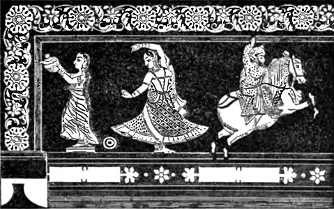 Fresco in Sheesh Mahal at Rajghar - Page 217 - History of India Vol 1 (1906)