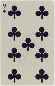 French Portrait card deck - 1850 - 9 of Clubs