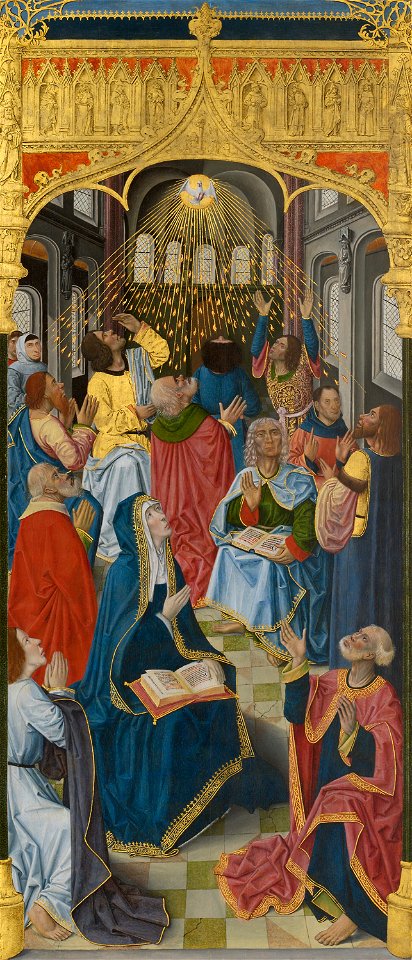 French School - Panels from the High Altar of the Charterhouse of Saint-Honoré, Thuison-les-Abbeville, Pentecost - 1933.1058 - Art Institute of Chicago