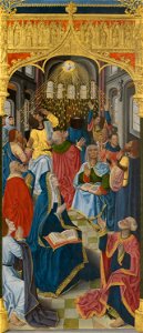 French School - Panels from the High Altar of the Charterhouse of Saint-Honoré, Thuison-les-Abbeville, Pentecost - 1933.1058 - Art Institute of Chicago