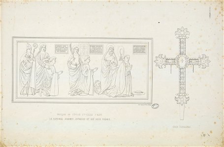 Fresque de l'église Ste. Cécile d'Alby, Le cardinal Joannes Jofredus et ses deux frères - Croix d'Armagnac (t. I, n° 11) - Fonds Ancely - B315556101 A DUMEGE 017